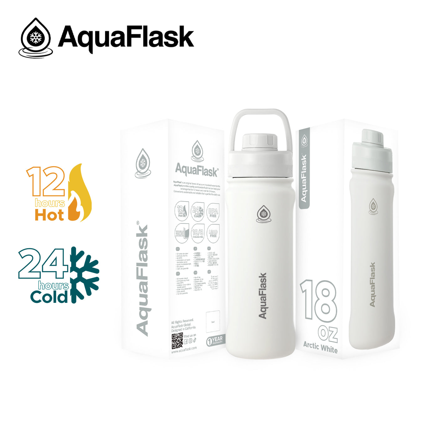 AquaFlask Original Vacuum Insulated Water Bottles 530ml (18oz)