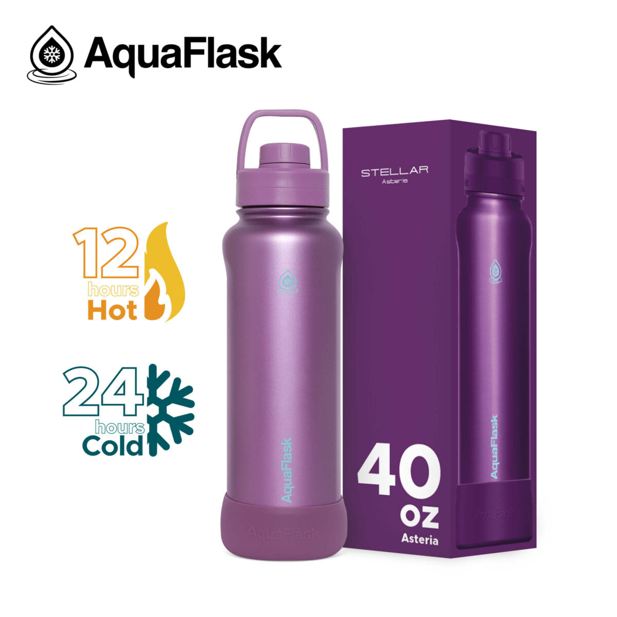 AquaFlask Stellar 40oz Insulated Water Bottle – Hot & Cold Stainless Steel Flask