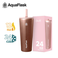 AquaFlask Chill Cup 24oz Insulated Tumbler with Straw – Keeps Drinks Cold 24H & Hot 12H | Leak-Resistant Travel Cup