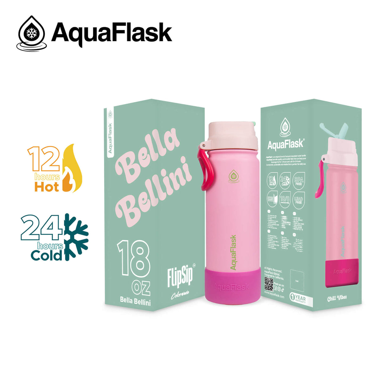 AquaFlask 18oz Colorwave Flip Sip - Bella Bellini