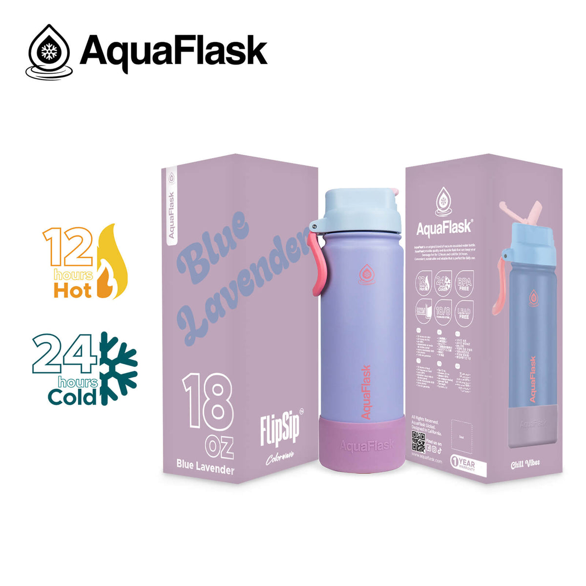 AquaFlask 18oz Colorwave Flip Sip - Blue Lavender
