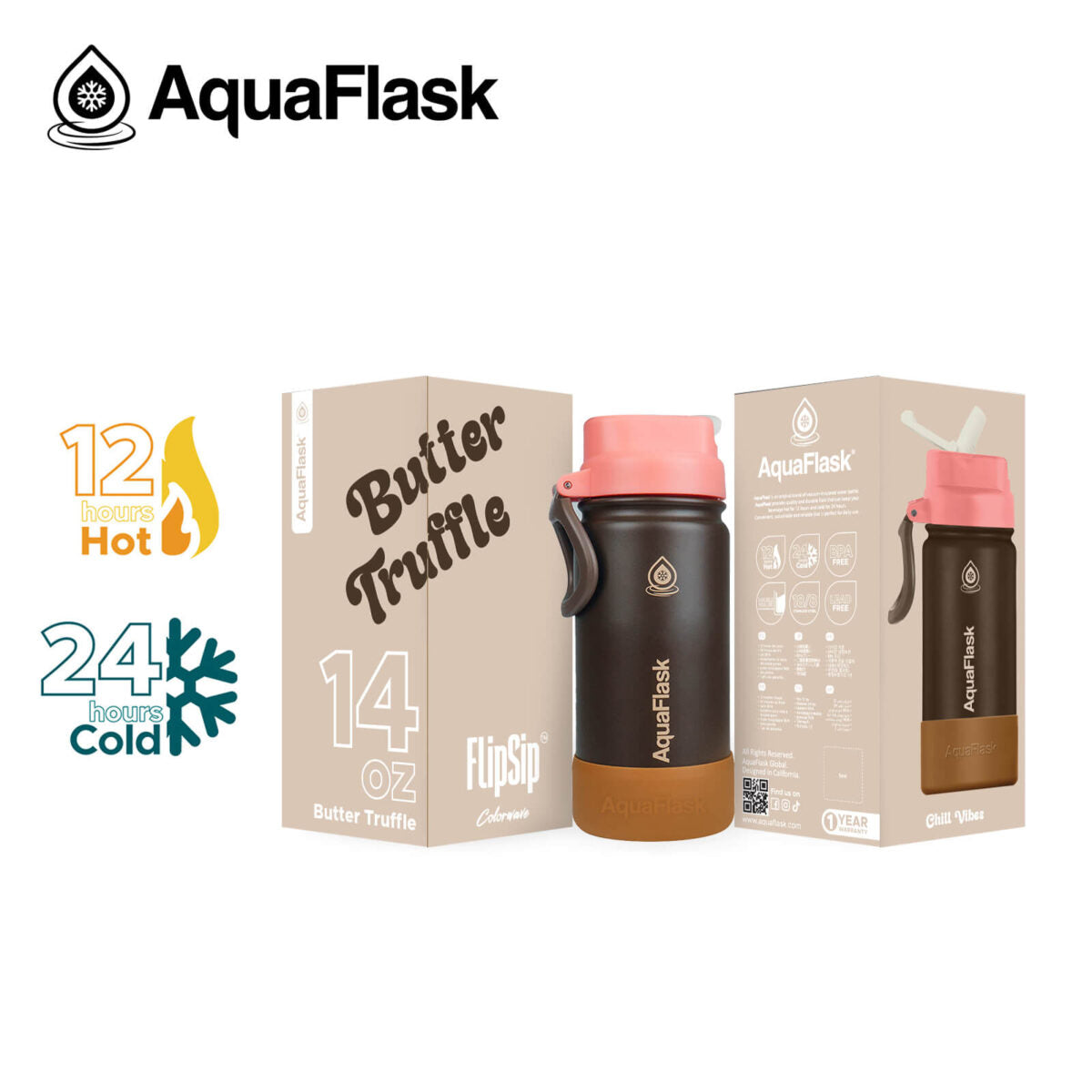 AquaFlask Kids FlipSip 414mL (14oz) Water Bottles