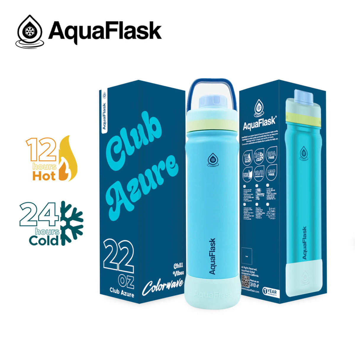 AquaFlask 22oz Insulated Water Bottle – Stainless Steel Thermal Flask | 24H Cold & 12H Hot | Leakproof BPA-Free