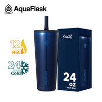 AquaFlask Chill Cup 24oz Insulated Tumbler with Straw – Keeps Drinks Cold 24H & Hot 12H | Leak-Resistant Travel Cup