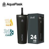AquaFlask Chill Cup 24oz Insulated Tumbler with Straw – Keeps Drinks Cold 24H & Hot 12H | Leak-Resistant Travel Cup