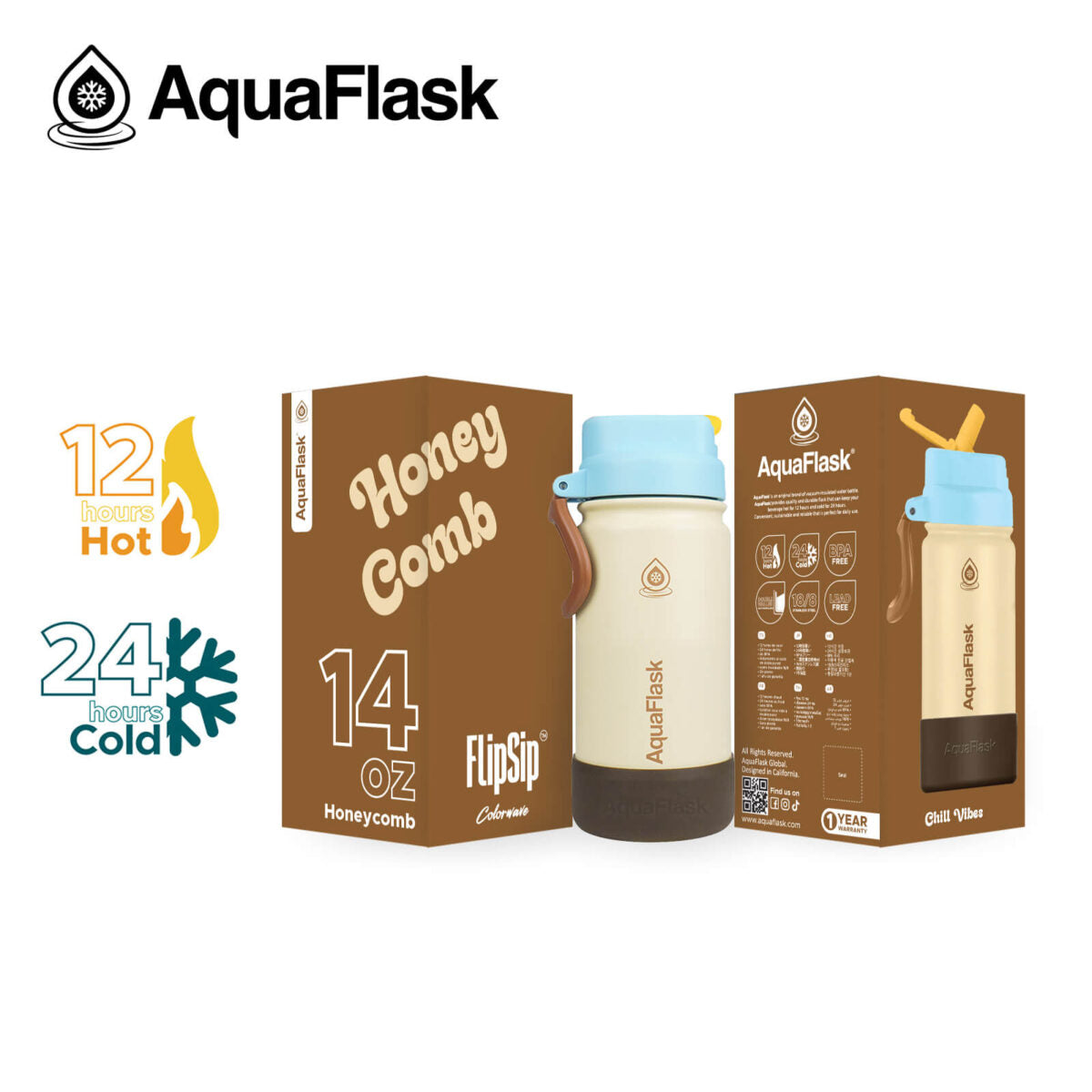 AquaFlask Kids FlipSip 414mL (14oz) Water Bottles