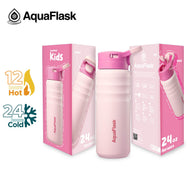 AquaFlask Kids Straw Water Bottle 24oz – Insulated Leakproof Flask for School & Travel