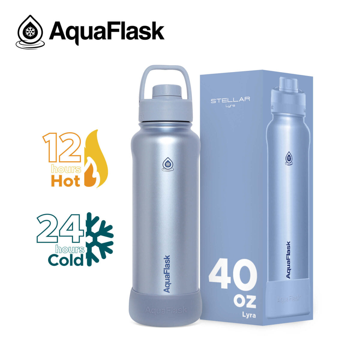 AquaFlask Stellar 40oz Insulated Water Bottle – Hot & Cold Stainless Steel Flask