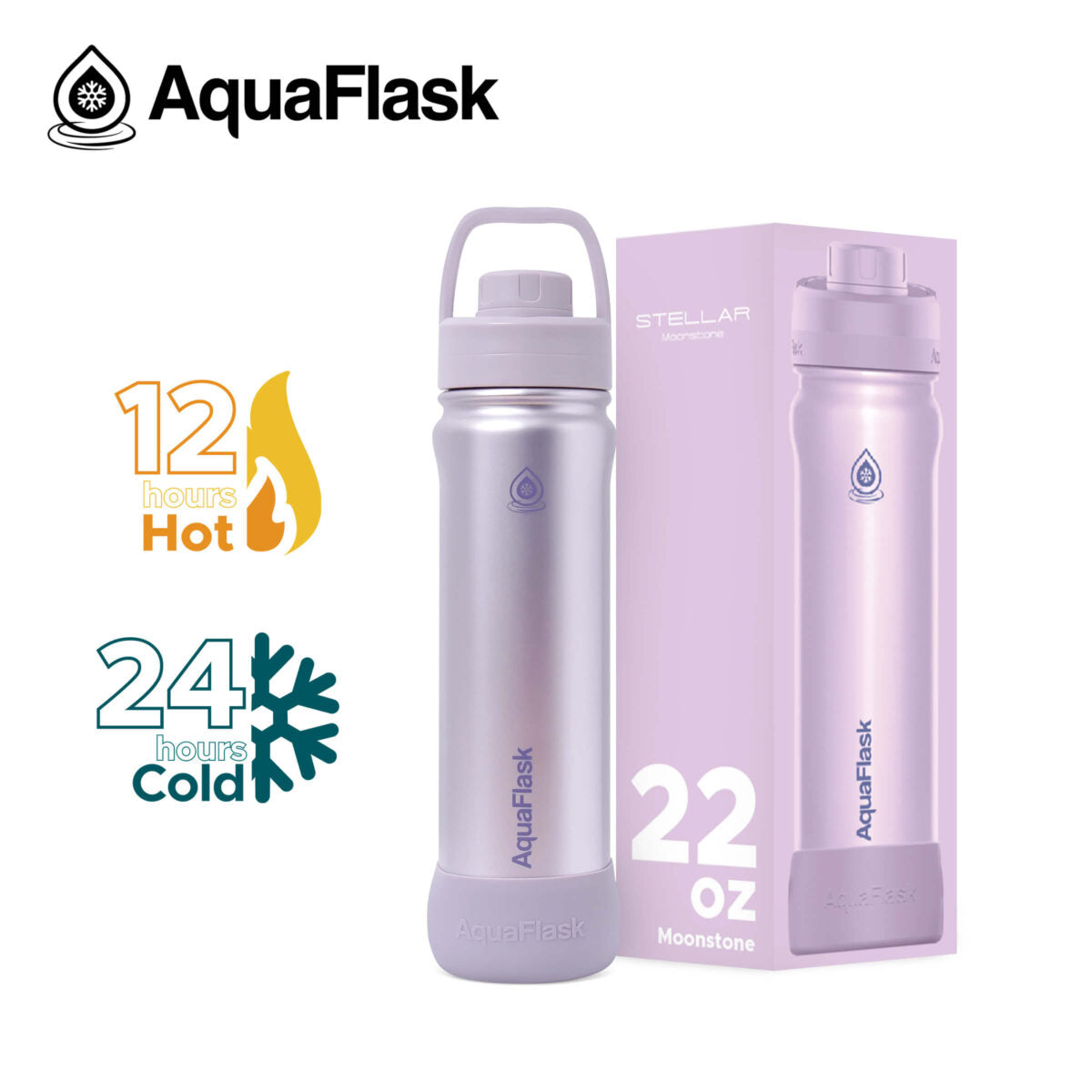 AquaFlask Stellar (22oz) Insulated Water Bottle – Keeps Drinks Hot 12H / Cold 24H, Leakproof Stainless Steel Flask