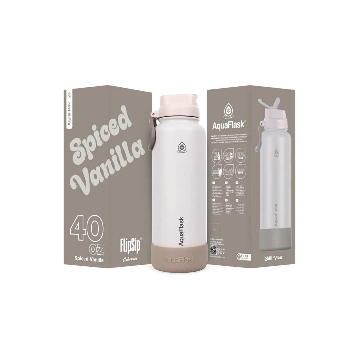 AquaFlask Colorwave 40oz Flip Sip Bottle – Insulated Stainless Steel Water Flask