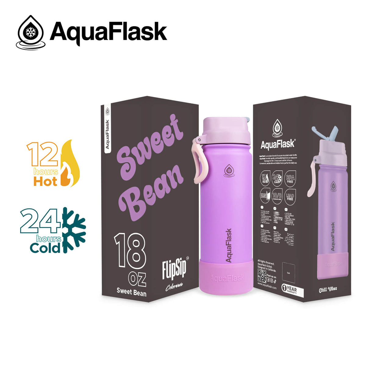 AquaFlask 18oz Colorwave Flip Sip - Sweet Bean
