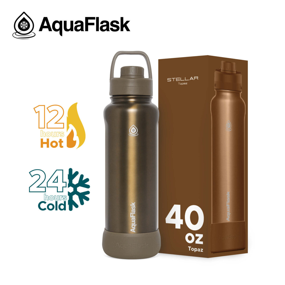 AquaFlask Stellar 40oz Insulated Water Bottle – Hot & Cold Stainless Steel Flask