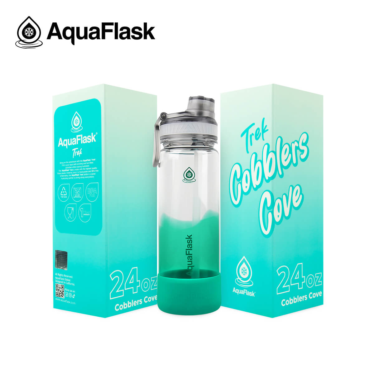 AquaFlask Trek V2 Tritan Plastic Water Bottle 24oz – BPA-Free, Leak-Proof, Lightweight Gym & Travel Bottle